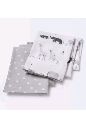 Cloud Island Gray Polka Dot & White Safari Print Flannel Blanket Set Of 2 Nwt
